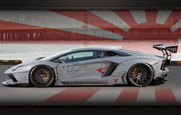 Sun, flag, lamborghini aventador, italian, japones, nipon, lambor