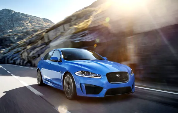 Jaguar, Auto, Blue, Machine, Jaguar, Sedan, Blik, The front
