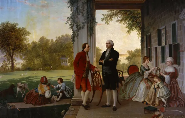Picture, history, Thomas Rossiter, Washington and Lafayette at mount Vernon