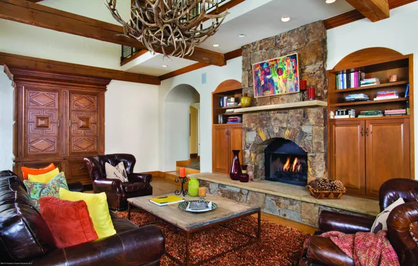 Download wallpaper design, style, room, interior, fireplace, living ...