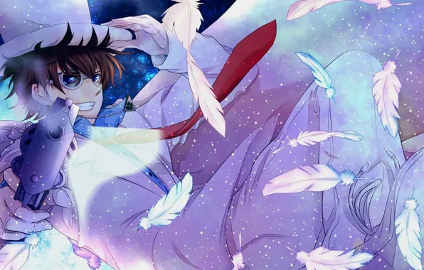 Gun, anime, art, guy, Detective Conan, Magic Kaito