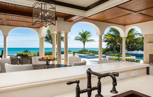 Picture pool, ocean, luxury, terrace, palm