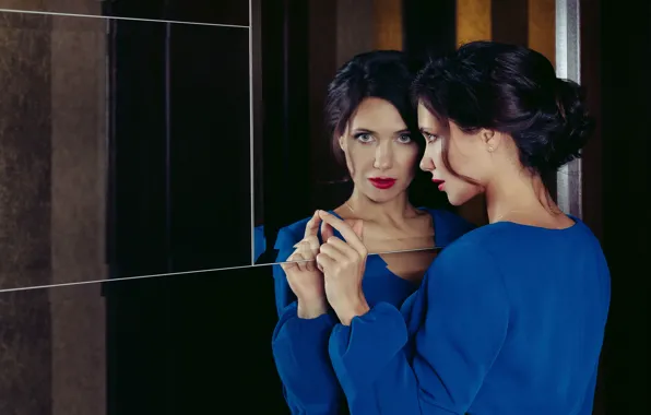 Picture look, pose, reflection, hair, makeup, figure, actress, Ekaterina Klimova