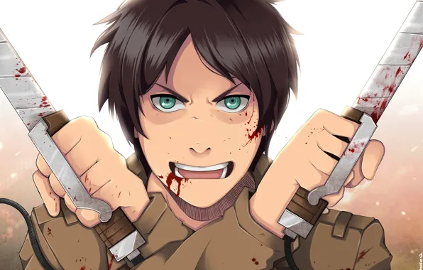Anime, art, Shingeki no Kyojin, Eren Yeager, Attack of the titans, The invasion of the …