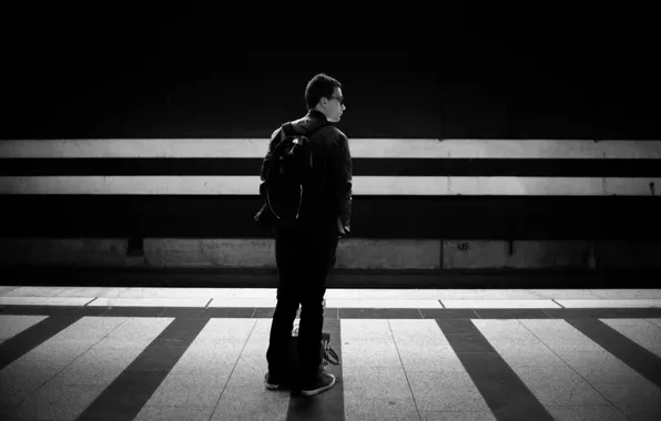 Picture the city, metro, back, station, male, backpack