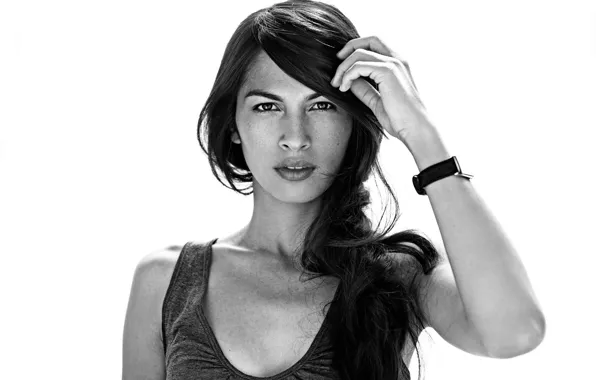 Look, pose, actress, black and white, Elodie Yung, Élodie Yung