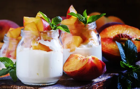 Picture peaches, dessert, yogurt