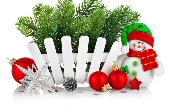 Stars, decoration, snowflakes, holiday, balls, toys, Christmas, snowman