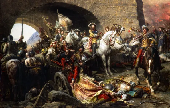 Picture arch, warriors, Gyula Benczur, Buda repossession, The capture of Buda castle