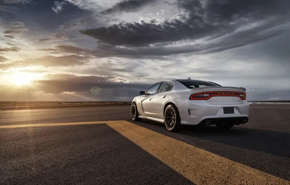 Picture the sky, background, Dodge, Dodge, rear view, Charger, Hellcat, SRT