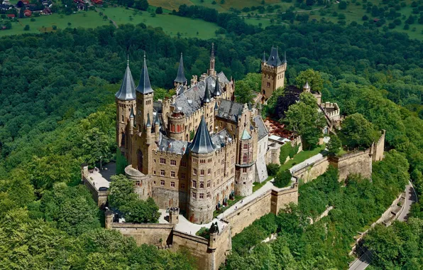 Picture trees, castle, Germany, Hohenzollern, Hohenzollern Castle