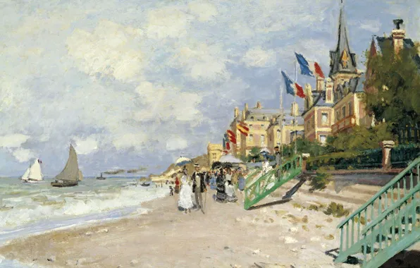 Picture landscape, picture, Claude Monet, The beach at Trouville