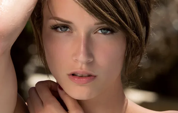 Look, girl, face, model, brown hair, Malena Morgan