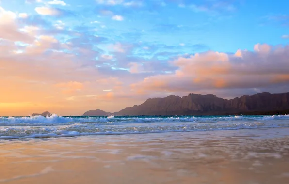 Picture sea, the sky, foam, shore