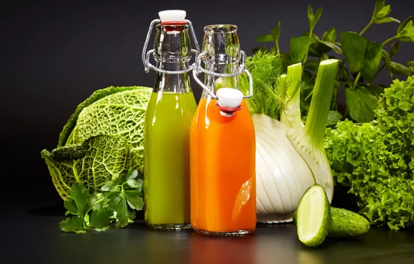 Greens, juice, drink, vegetables, cabbage