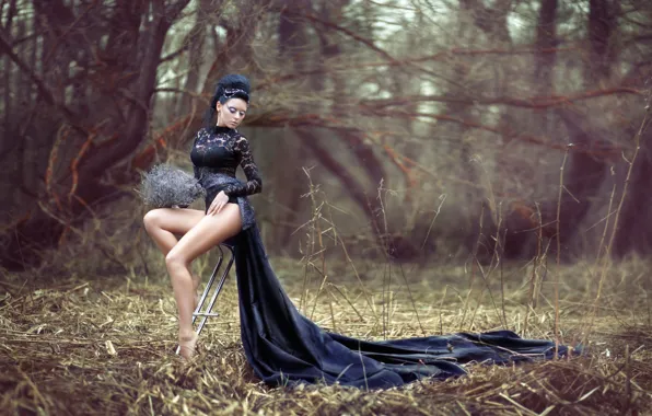 Legs, in black, bokeh, Raven