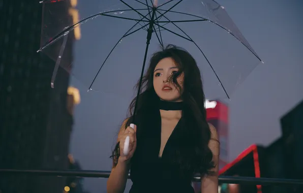 Summer, look, girl, the city, rain, street, model, home