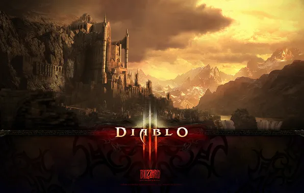 Picture the sky, castle, rocks, blizzard, diablo