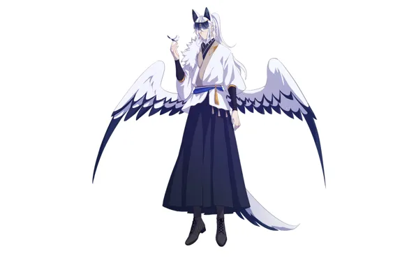 Wings, tail, guy, ears, youkai, by kiborik