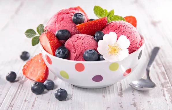 Berries, ice cream, fresh, dessert, sweet, sweet, dessert, berries