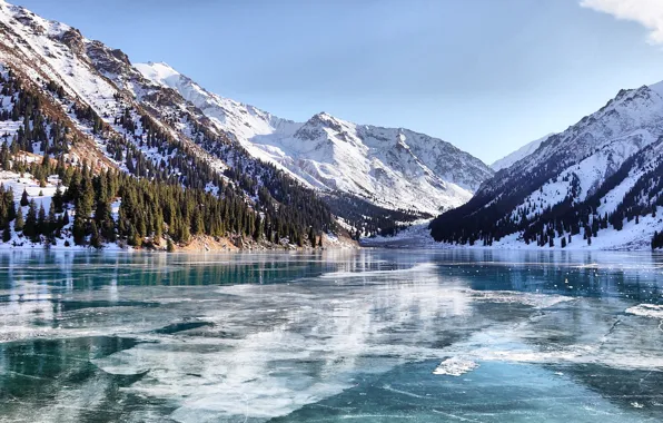 Picture winter, lake, Almaty, BAO