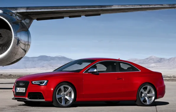 The sky, mountains, Audi, audi, coupe, wing, turbine, the plane