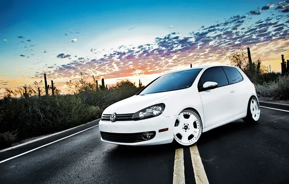 Picture white, sunset, Volkswagen