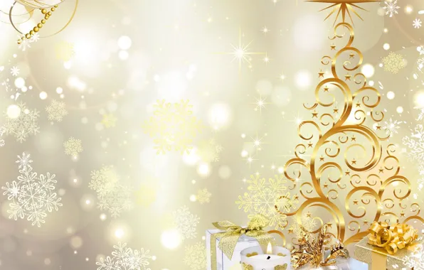 Decoration, gift, collage, tree, vector