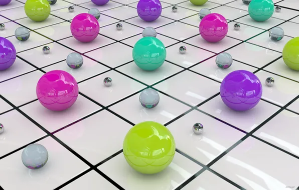 Balls, graphics, squares, colorful
