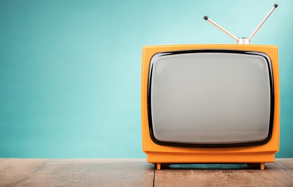 Orange, antenna, TV, blue background
