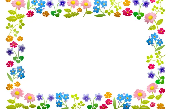 Flowers, frame, postcard, template, blank