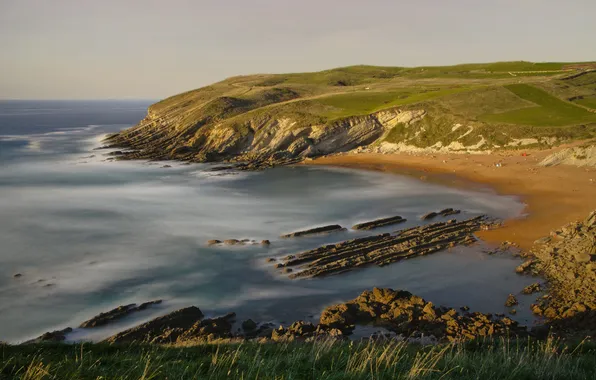 Picture sea, beach, mountain