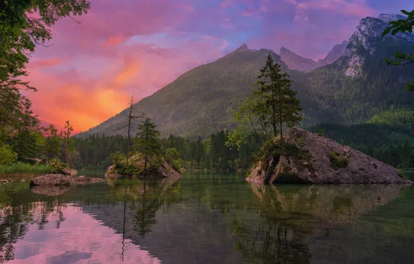 Wallpaper island, stones, reflection, mountains, Germany, shore, ate, pond