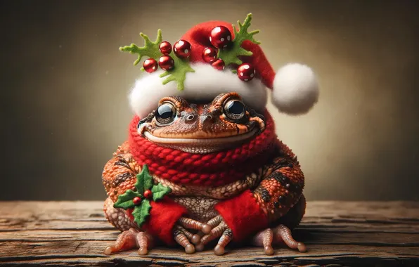 Hat, frog, Christmas, New year, toad