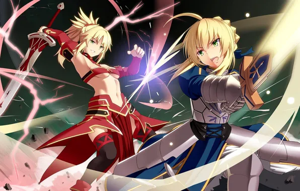 Download wallpapers 4k, Saber, forest, art, TYPE-MOON, manga, Fate