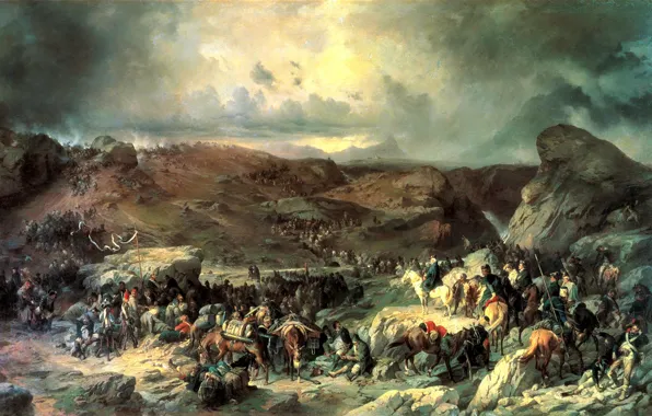 Picture oil, picture, artist, canvas, 13 Sep 1799&ampquot;, A. KOTZEBUE, &ampquot;the Transition of the troops of …