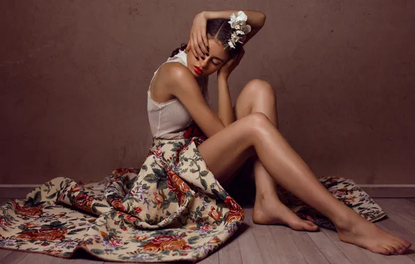Picture face, background, model, legs, beauty, sitting