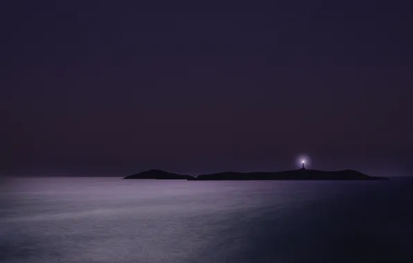 Picture sea, Islands, night, lighthouse