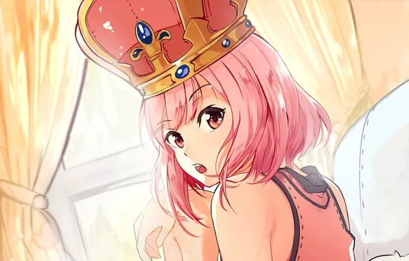 Girl, anime, crown, queen, asian, japanese, bishojo, Sakura Quest