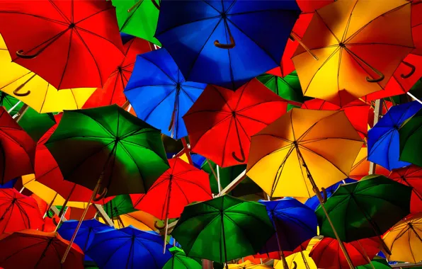 Picture umbrella, street, paint, umbrella