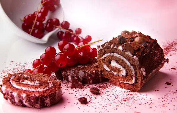 Berries, pieces, bowl, placer, red, pink background, cream, dessert