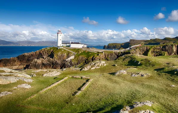 Picture coast, lighthouse, Ireland