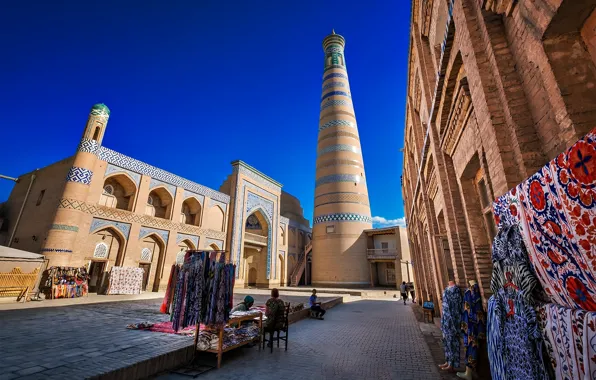 Area, the minaret, Uzbekistan, Khiva