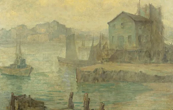 Picture landscape, home, Maurice Braun, Boats in the HARBOR, Maurice Brown