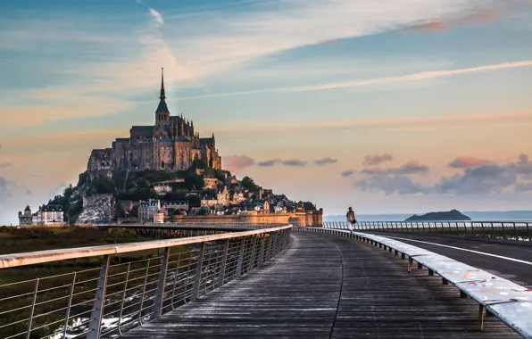 Road, the monastery, Normandy, Mont-Saint-Michel