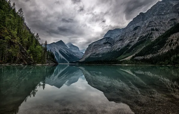 The sky, trees, mountains, clouds, rocks, Canada, Canada, British Columbia