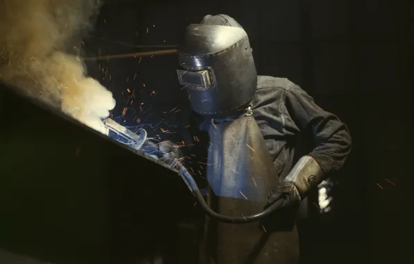 Picture work, sparks, costume, male, welding, welder