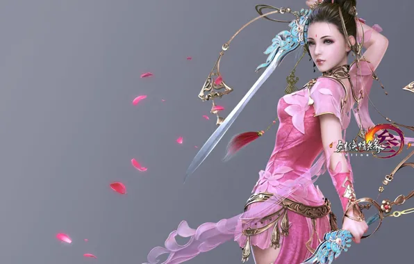 Picture girl, the game, sword, warrior, art
