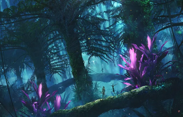 Forest, vegetation, twilight, creatures, Avatar fanart