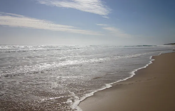 Picture sand, sea, wave, the sky, water, the sun, clouds, light